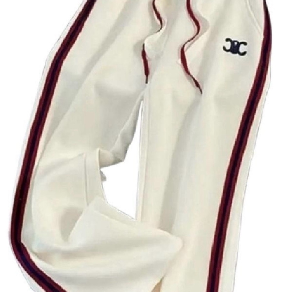 Women's Cream Joggers with Red Accents